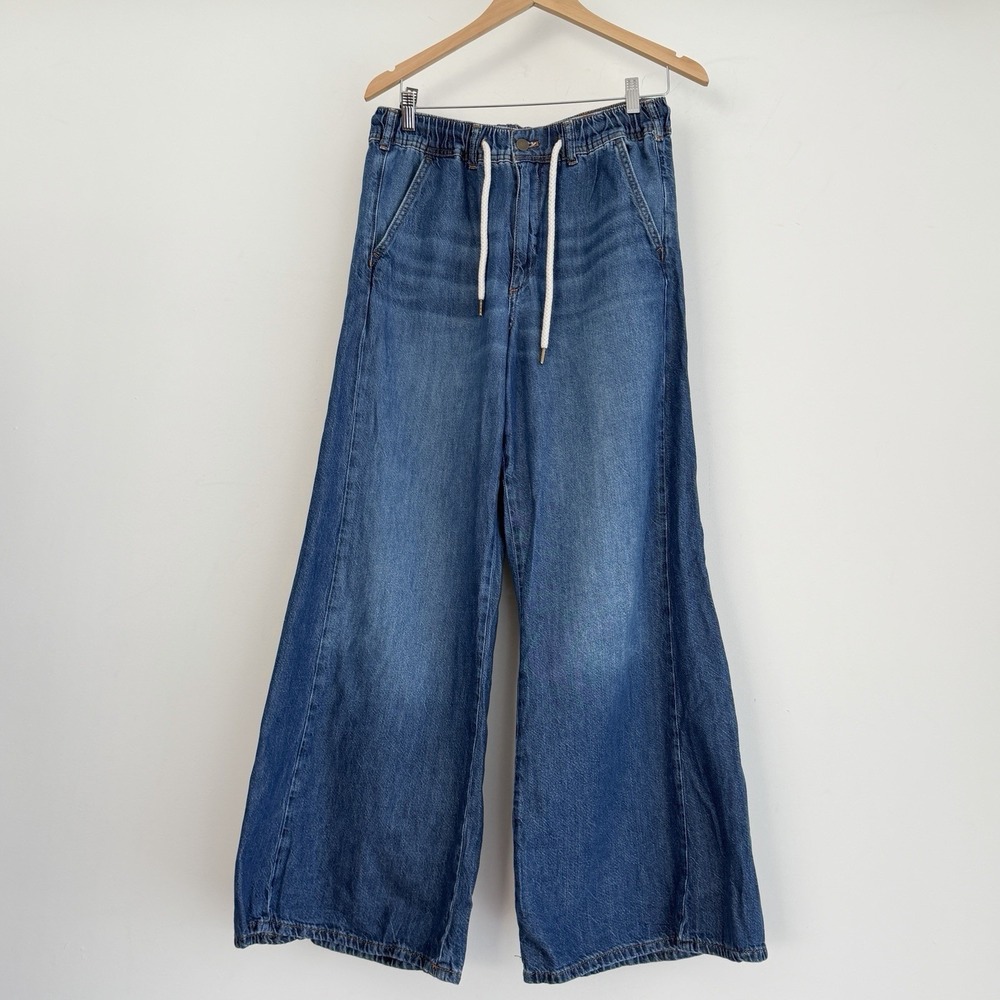 Anthropologie Pilcro Jeans Womens Medium Wide Leg Drawstring Coastal Adi Casual